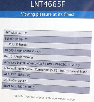 Insane 10,000 to 1 contrast ratio with Samsung's LNT4665F 46