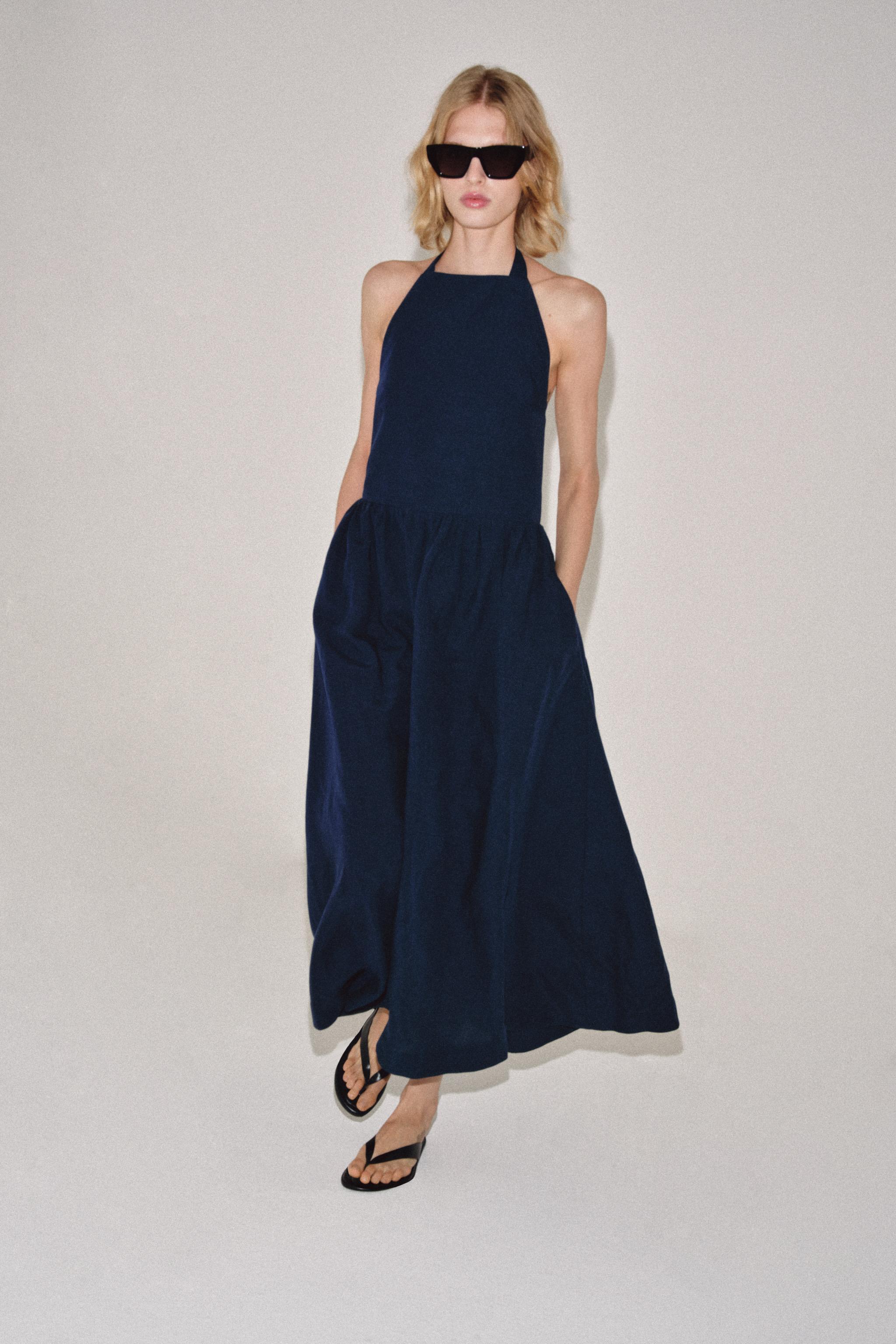 Zw Collection Halter Neck Dress - Navy Blue - Xs