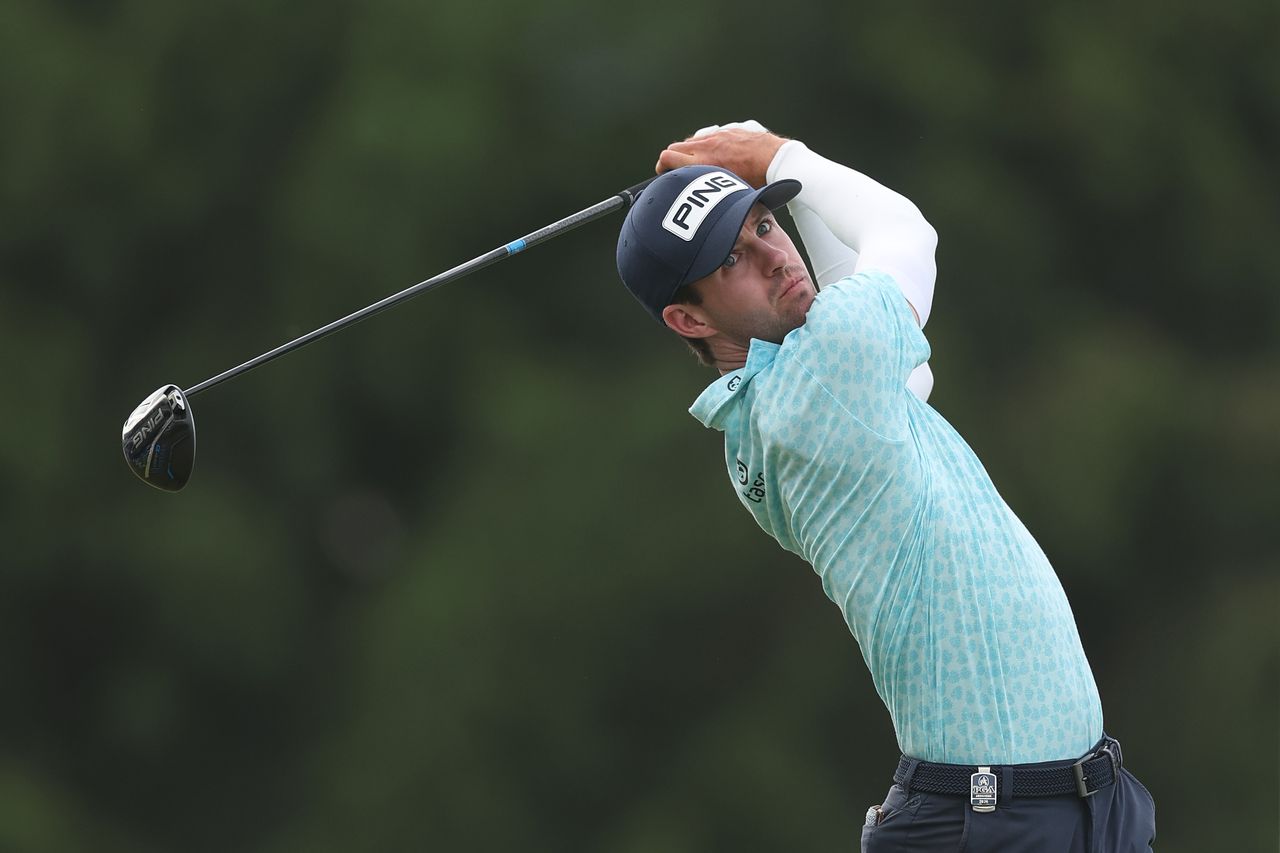 Alex Smalley during the third round of the PGA Championship at Aronimink Golf Club