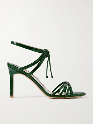 Angelica Croc-Effect Leather Sandals