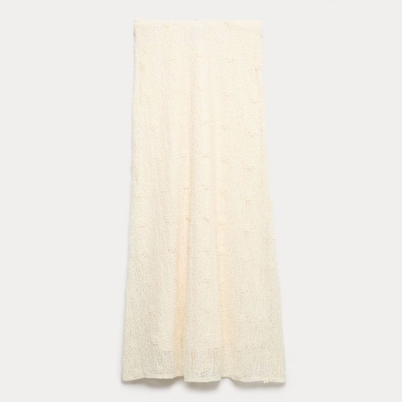 M&amp;amp;S, cream lace midi skirt