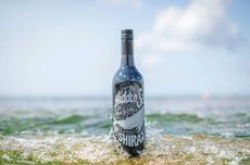 bottle of wine in the sea