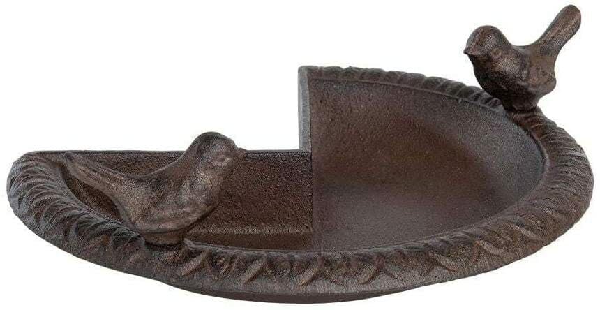 Cast Iron Corner Bird Bath Wild Birds Feeder Garden Decoration Ornament 20cm Diameter Perfect for Birds Who Keep a Look Out Eat &amp;amp; Drink Safely, Heavy Duty Weather Proof Fits 4 Inch Square Wood Post