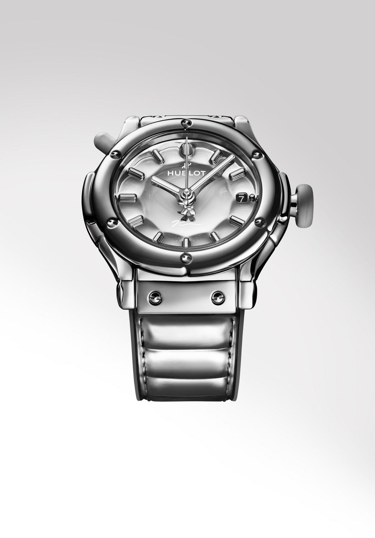 Details of watches by Jeff Koons and Hublot. They are in his signature style, bubbly and bright. Almost inflatable