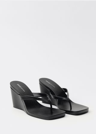 MANGO, Wedge Leather Sandals 