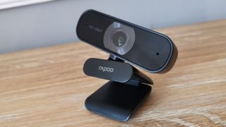 The Rapoo XW180 webcam on a table