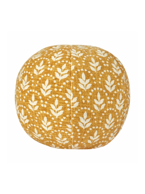 Amber Yellow Block Print Round Decorative Pillow