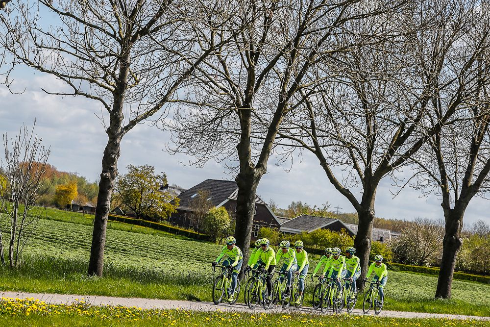 Tinkoff train in the Dutch countryside ahead of the 2016 Giro d'Italia.