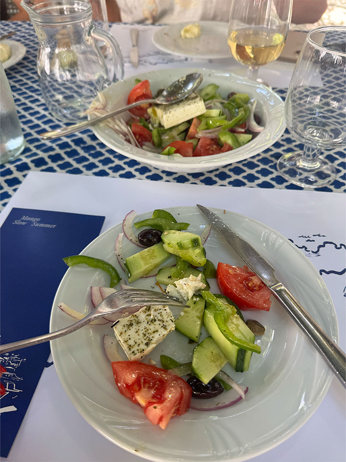 A plate of Mediterranean food.