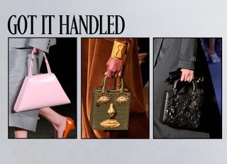 Future graphic of the fall 2023 bag trend of top-handle bags