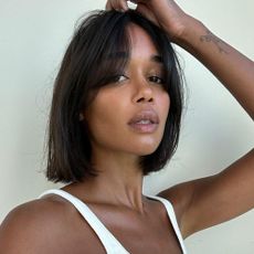 Laura Harrier with a fringe hairstyle