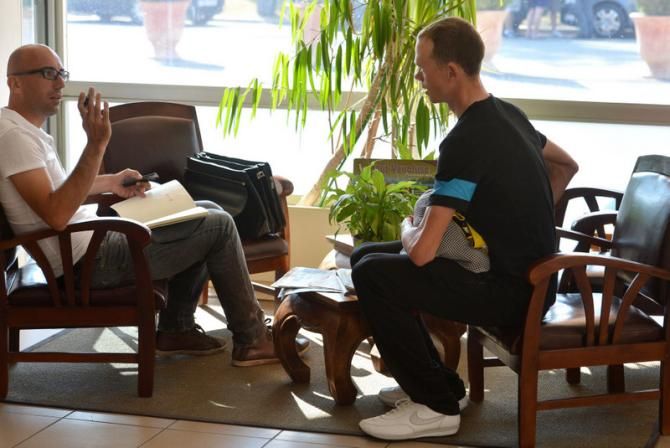 Tour de France overall leader Chris Froome (Sky) is interviewed in Vaucluse