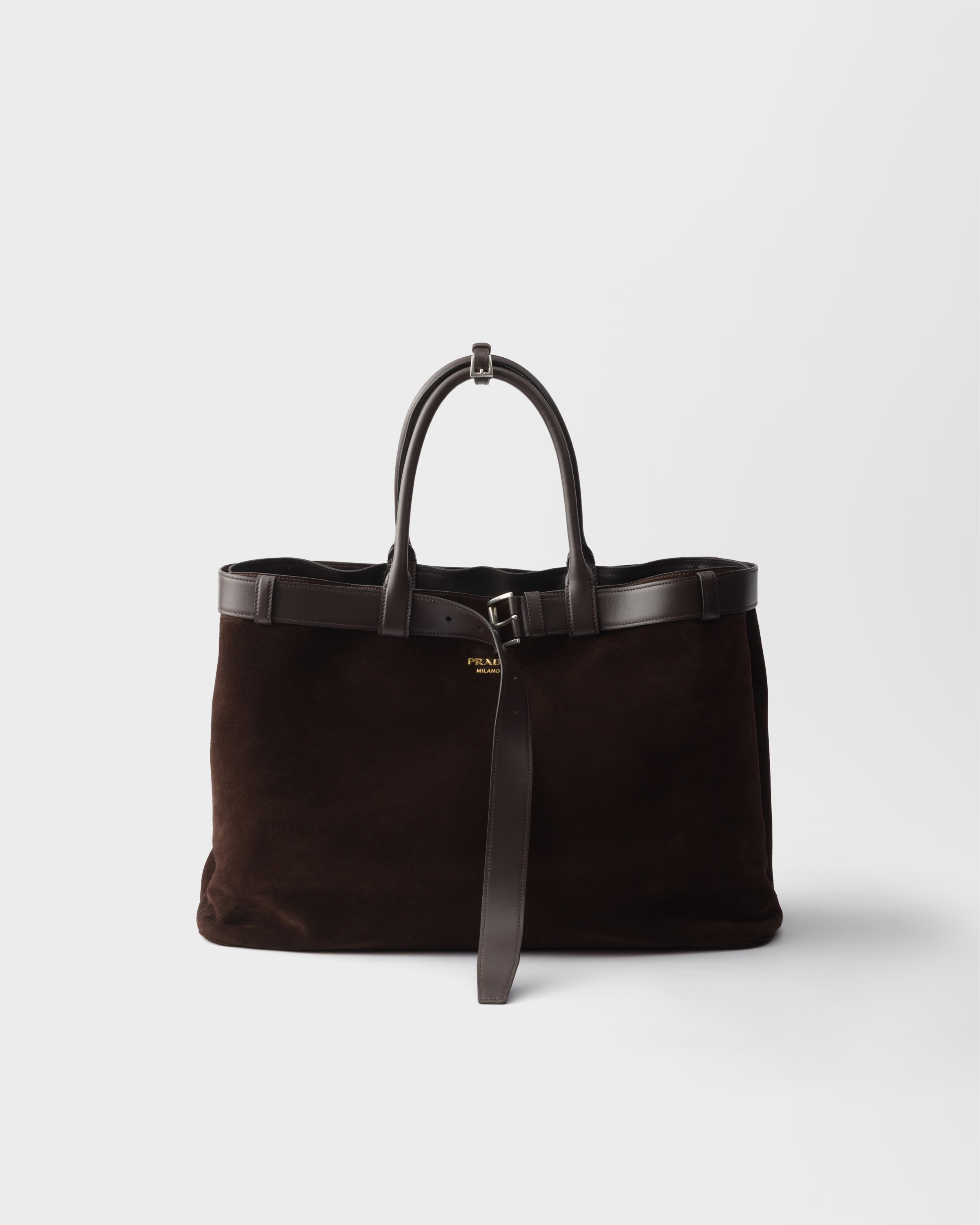 Prada, Prada Buckle suede bag with belt