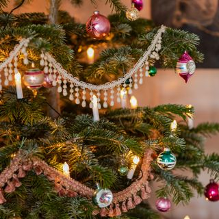 christmas tree with baubles and garlands