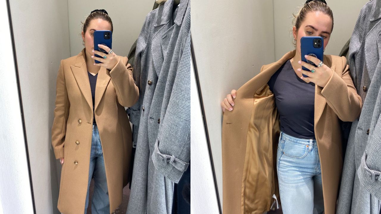 try on of reiss wool coat