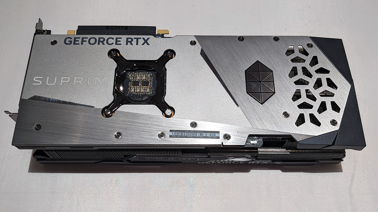 MSI GeForce RTX 4080 Suprim X backplate