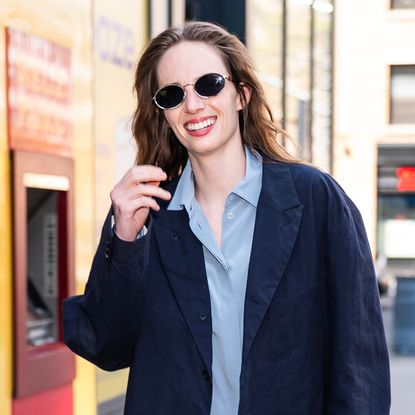 Maya Hawke walking in Manhattan
