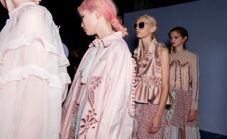 Designs and cuts in light pink dresses during fashion week