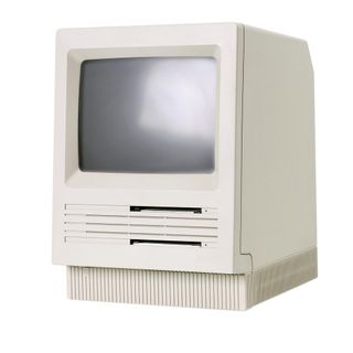 apple macintosh computer in white colour with white background