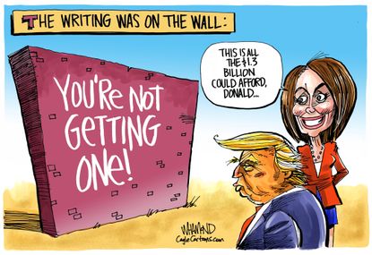 Political Cartoon U.S. Nancy Pelosi Trump border wall funding shutdown deal