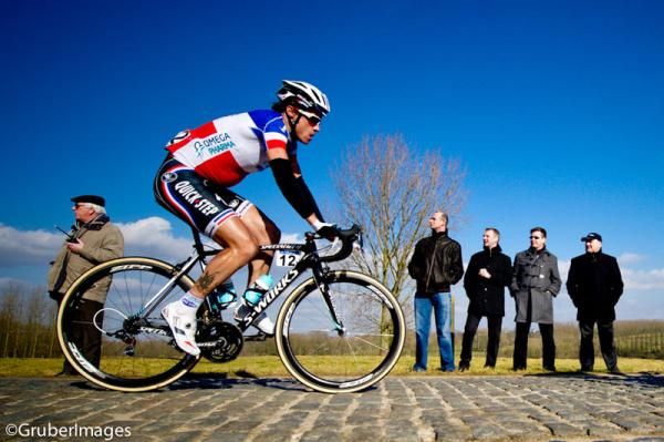 Sylvain Chavanel (Omega-Pharma Quickstep) looks comfortable on the Haaghoek