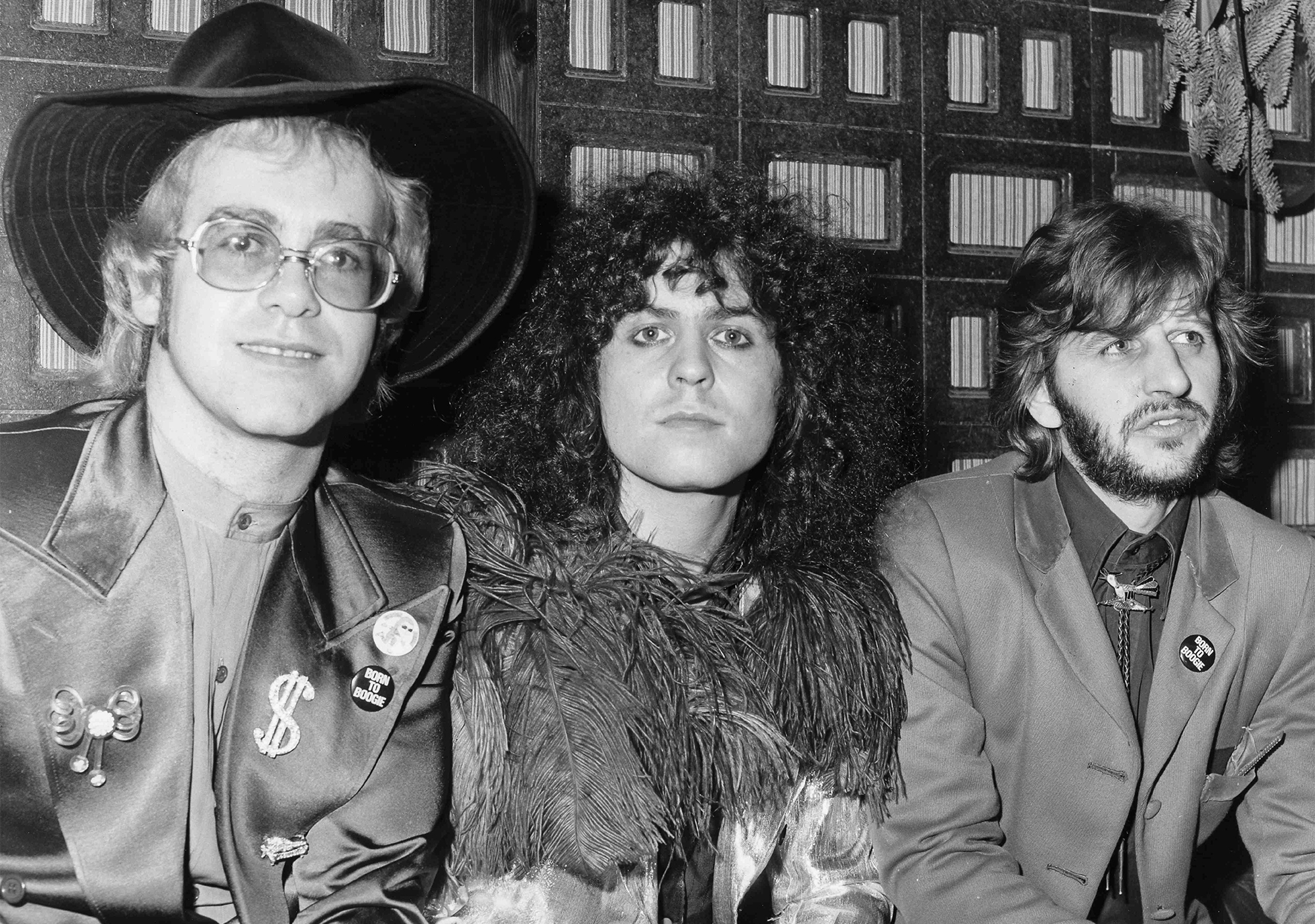 Elton John, Marc Bolan and Ringo Starr, 1972.