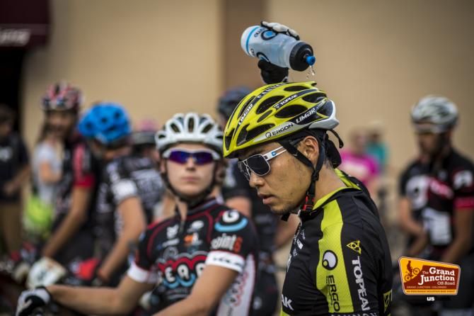 A rider cools off