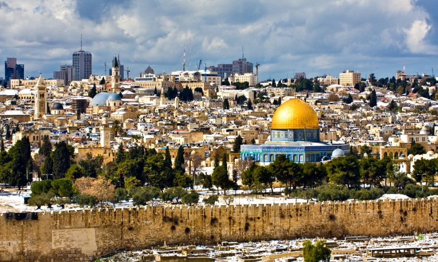 An undated photo of a rare snowfall in Jerusalem.