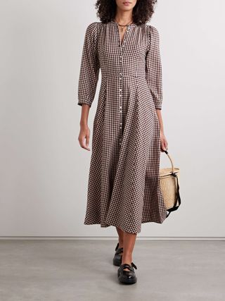 Marielle Checked Organic Cotton-Flannel Midi Dress