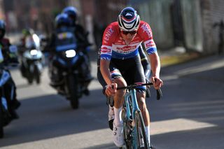 Mathieu van der Poel goes down swinging in Kuurne-Brussel-Kuurne with 80km break