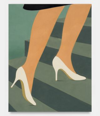 painting of woman's legs and shoes