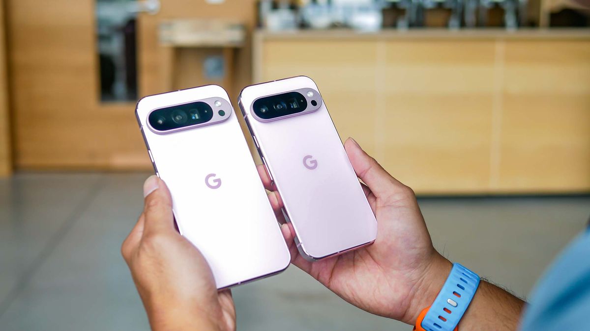 Pixel 9 Pro and Pixel 9 Pro XL held in the hand.