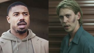 Michael B. Jordan in Creed III (2023), Austin Butler, slightly beaten up in Caught Stealing (2025).