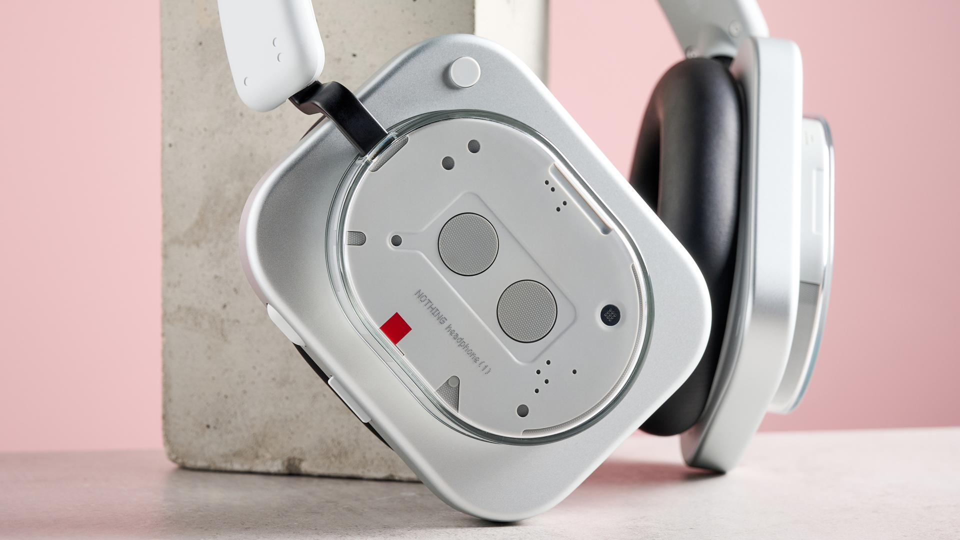 The Nothing Headphone (1) showing the techy design of the earcups
