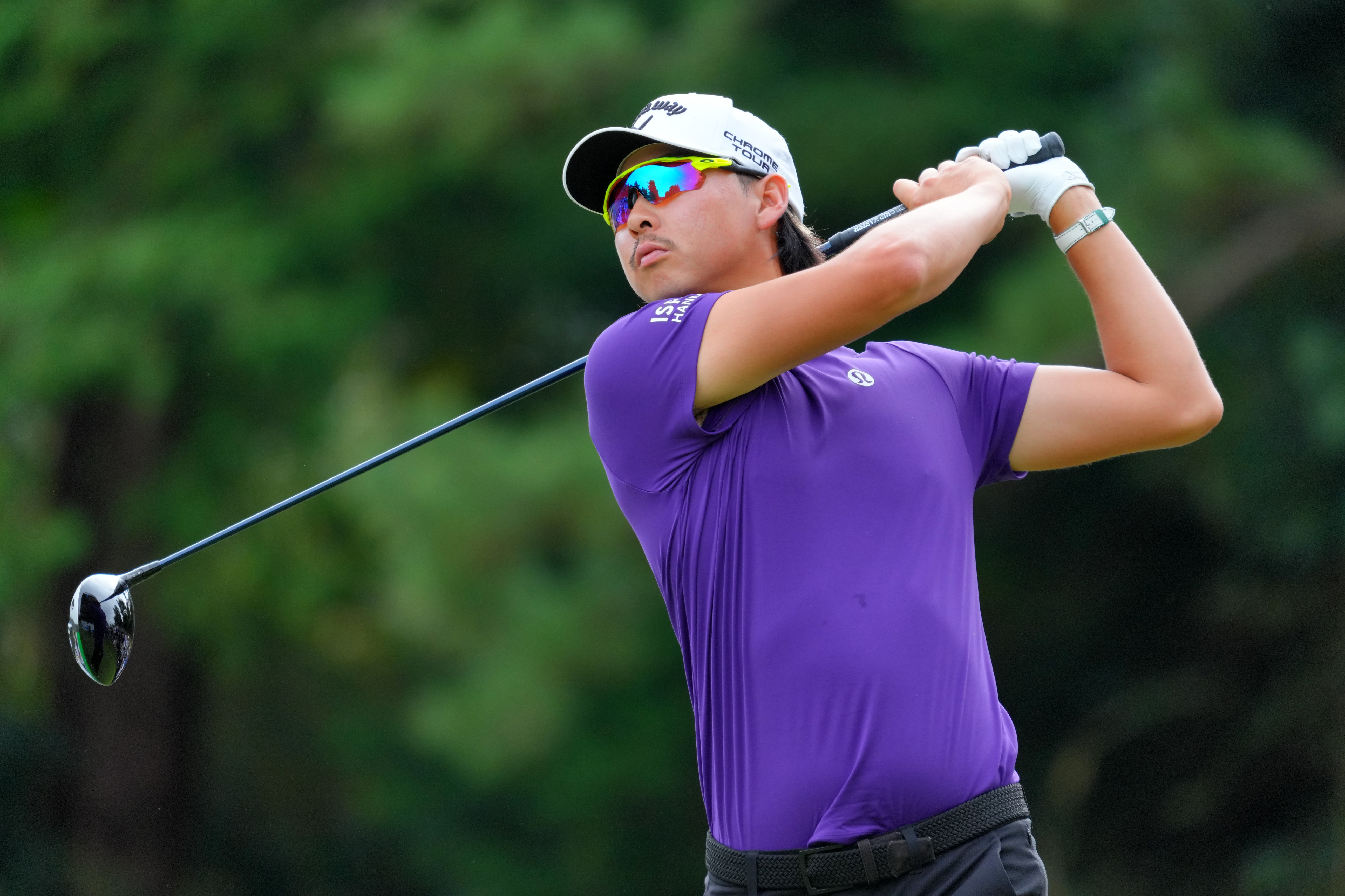 Min Woo Lee hits a driver off the tee