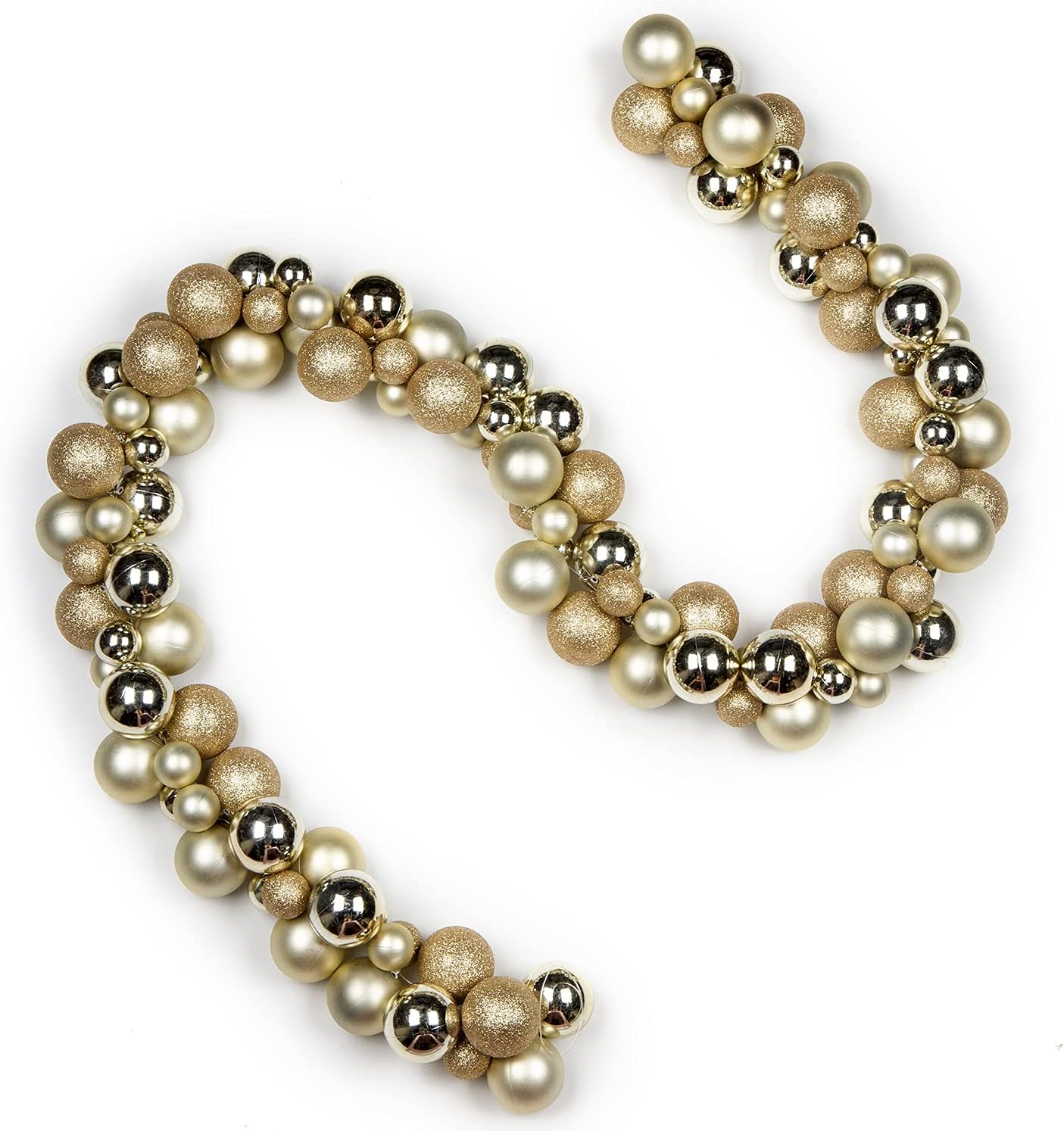 Oairse 66&quot;/168cm Christmas Ball Garland With 129 Balls Hanging Shatterproof Ball Ornament Christmas Baubles Garland Fireplace Decorations Gift for Xmas Party Festival Indoor Outdoor