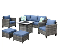 XIZZI 6-piece wicker patio seating set with fire pit: $2,090