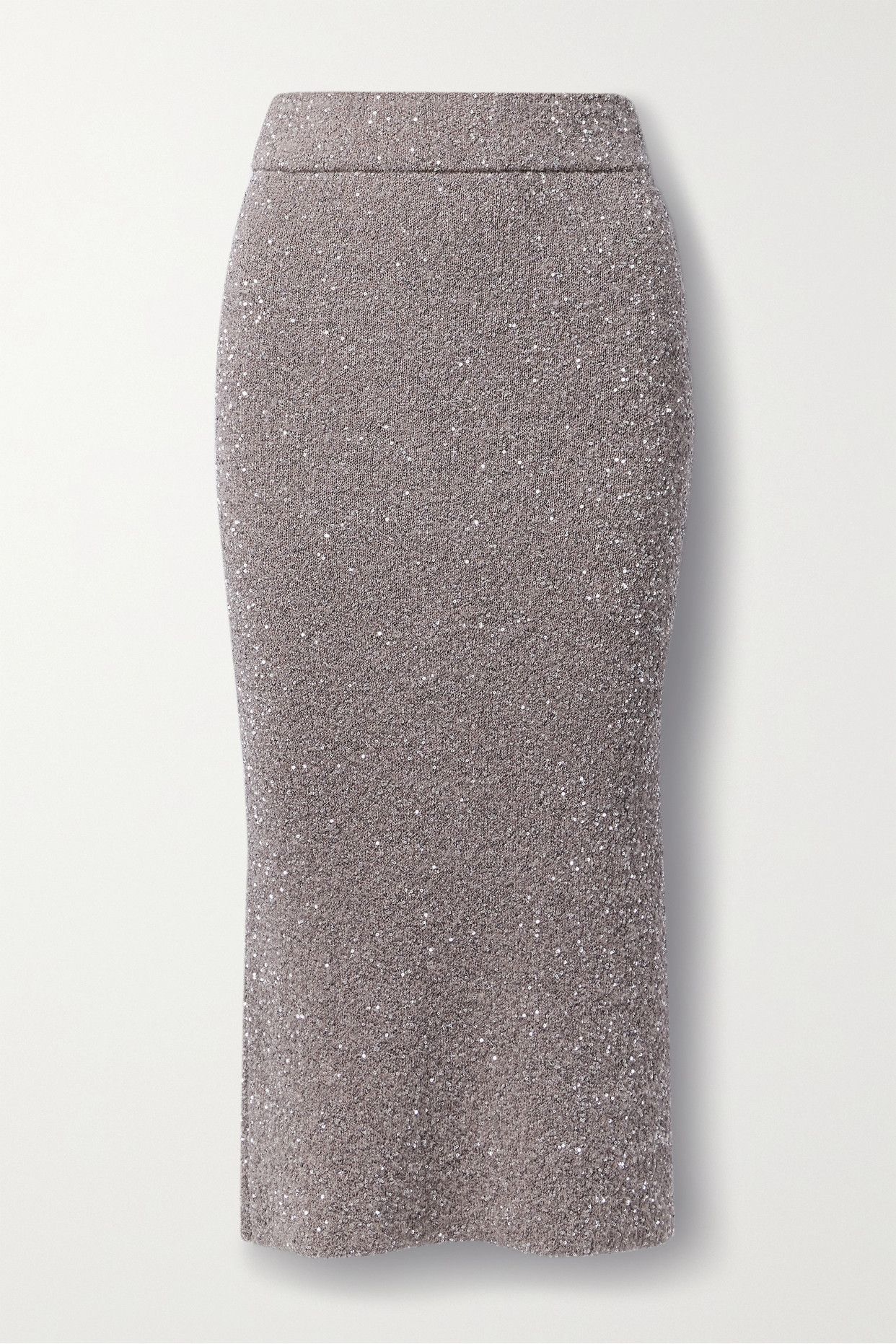 Carlson sequined stretch-knit midi skirt