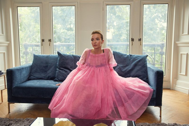 Pink, Dress, Clothing, Gown, Formal wear, Shoulder, Purple, Fashion, Costume, Furniture,