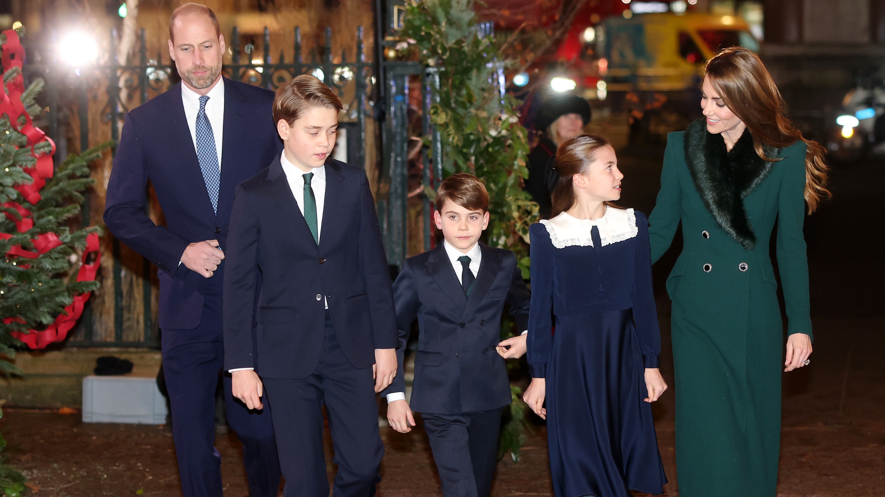 Prince William, Prince of Wales, Prince George of Wales, Prince Louis of Wales, Princess Charlotte of Wales and Catherine, Princess of Wales attend the 'Together At Christmas' Carol Service at Westminster Abbey on December 05, 2025