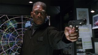 Morgan Freeman pointing a gun in Dreamcatcher