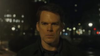 Michael C. Hall walking through New York City on Dexter: Resurrection
