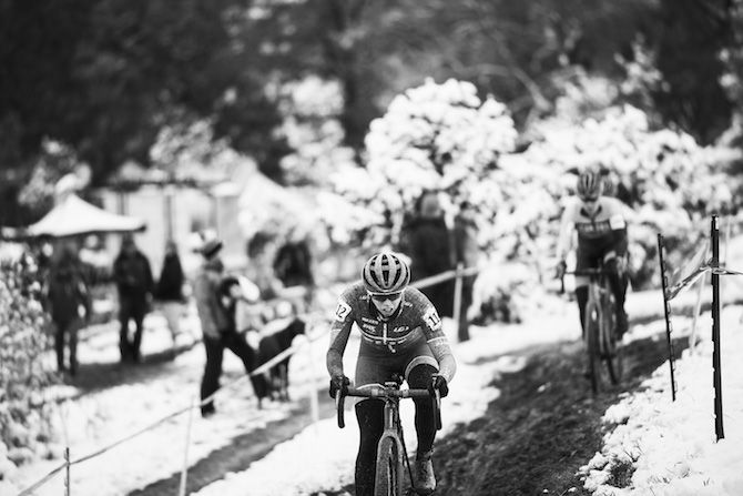 Hannah Finchamp takes on the snow on day two of the 2018 US Open of Cyclocross