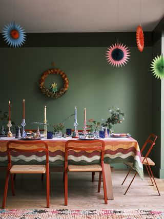 Farrow & Ball colorful Christmas table