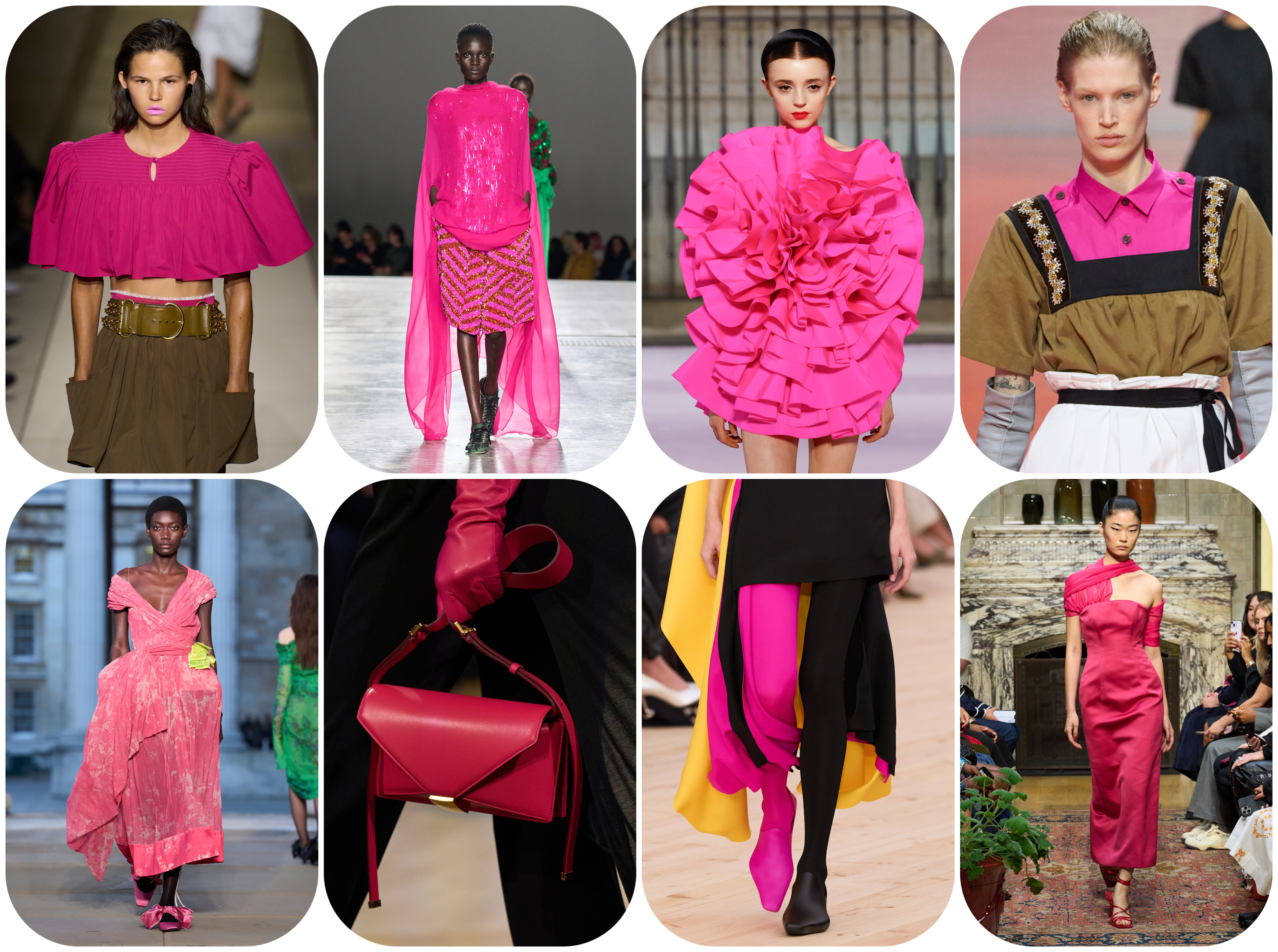 spring 2026 color trends, magenta pink at Chloe, Dries Van Noten, Carolina Herrera, Prada, Erdem, Balenciaga, Loewe, and Ahluwalia Spring 2026 runways