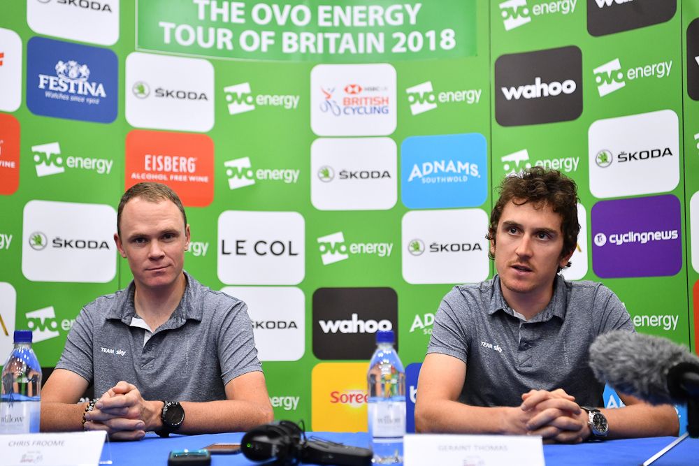 Chris Froome and Geraint Thomas meet the press before the 2018 Tour of Britain