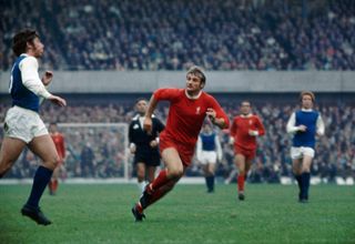 Roger Hunt in action for Liverpool against Sheffield Wednesday in August 1969.