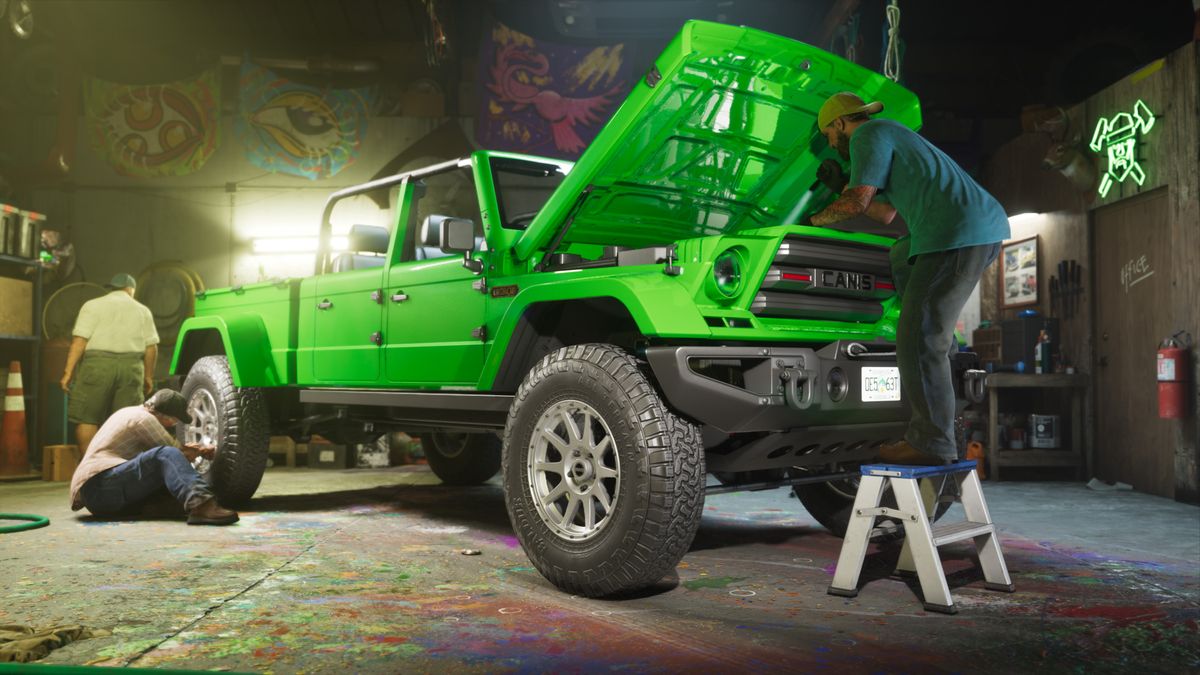 A Grand Theft Auto 6 screenshot highlighting some of the cars in the game.