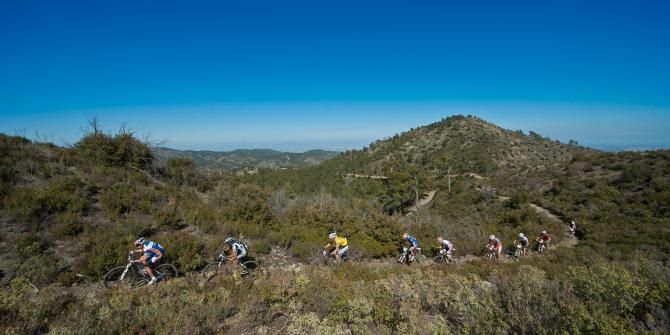 Racers during the Afxentia stage race in the Cyprus Sunshine Cup