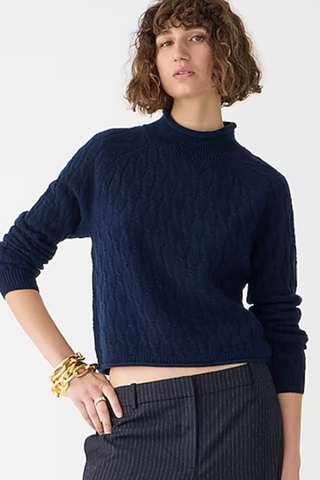 J.CREW Cashmere shrunken cable-knit Rollneck™ sweater